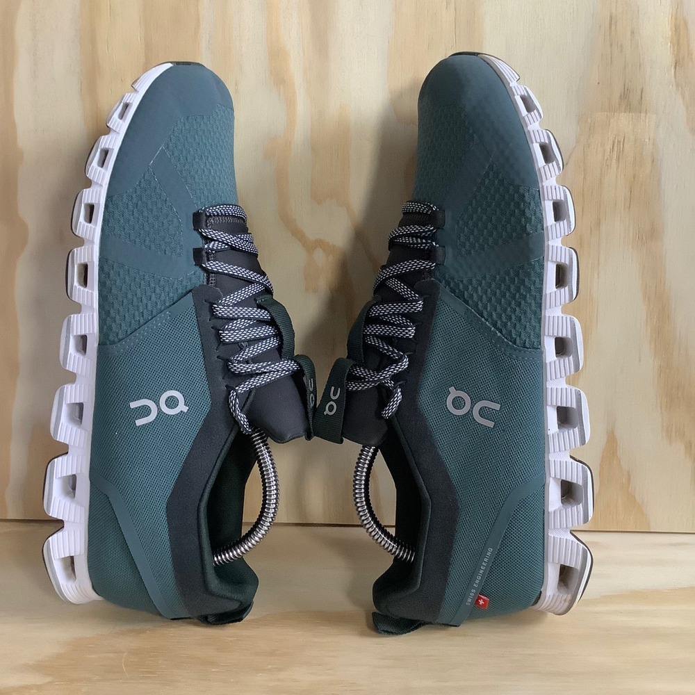 On Running Cloud Sneakers Mens 10 Teal Charcoal Swiss Engineering Running Shoes - Picture 2 of 10